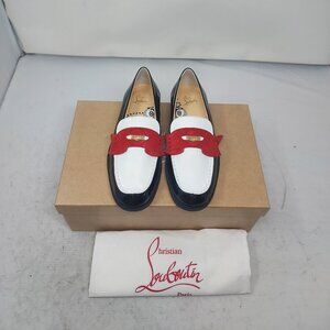 Christian Louboutin Boys Black White Red Penny Loafer